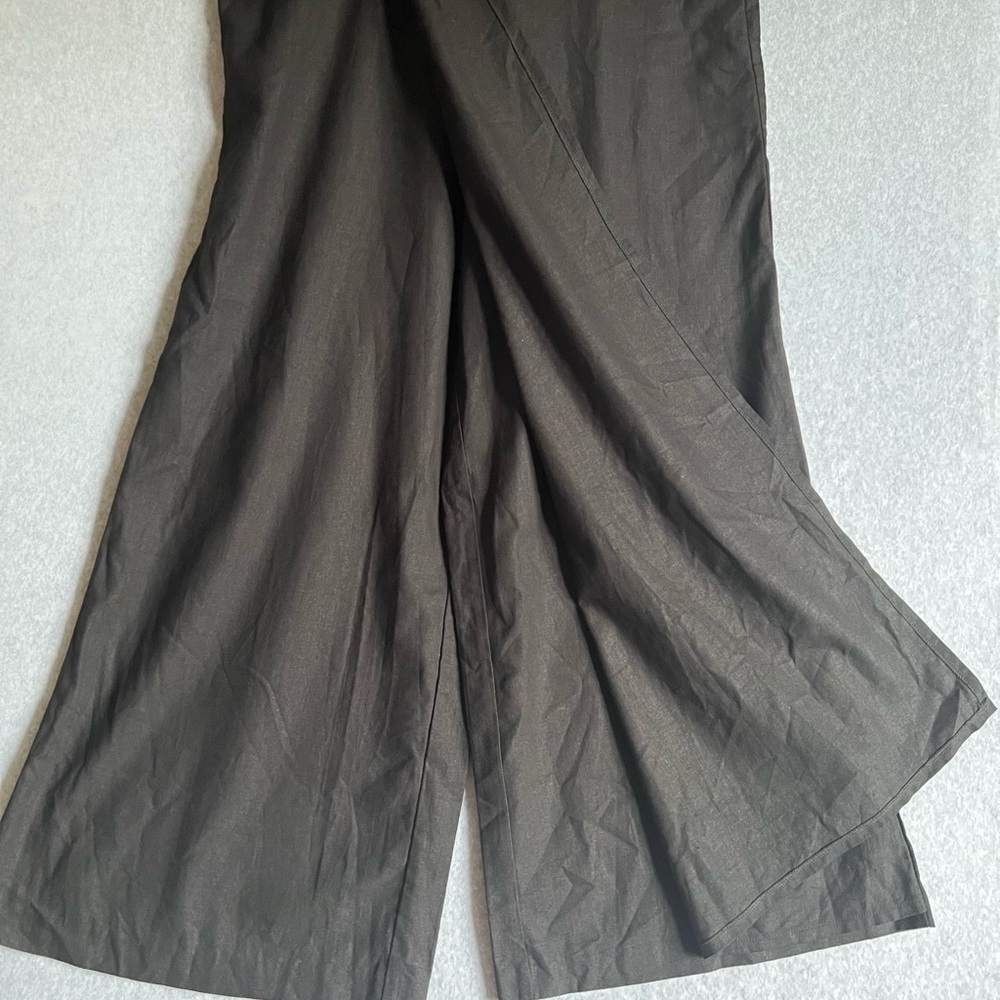 Kimschalk Lagenlook Pants Womens 10 Linen Maxi Wide Leg Skirt  Black - Picture 5 of 10